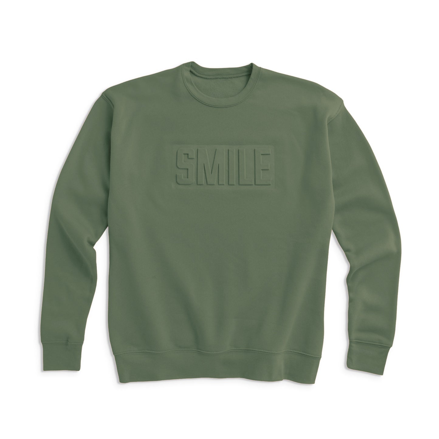 Army green SMILE raised logo sweatshirt